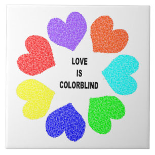 Interracial Love Rainbow Hearts Tile