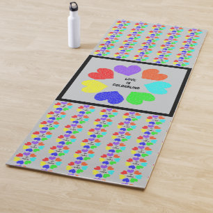 Interracial Love Rainbow Hearts Yoga Mat