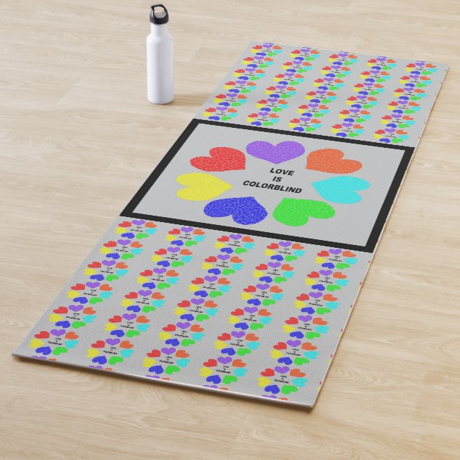 Interracial Love Rainbow Hearts Yoga Mat (In Situ)