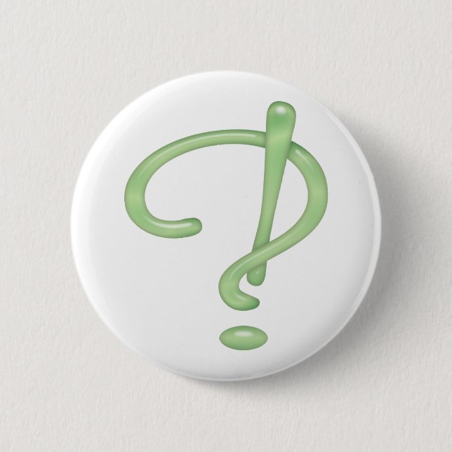 Interrobang! Green Glass 6 Cm Round Badge (Front)