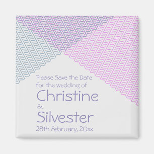 Intersecting Chevrons, square save the date Magnet