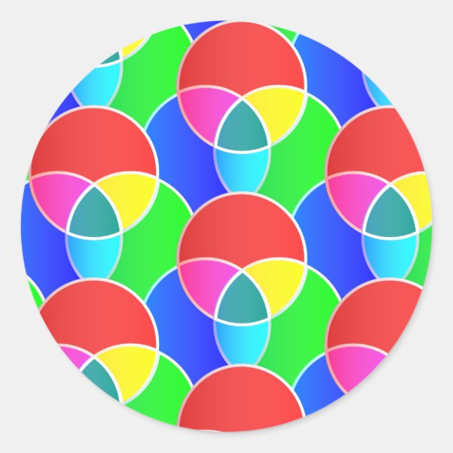 Intersecting circle shapes different pattern classic round sticker (Front)