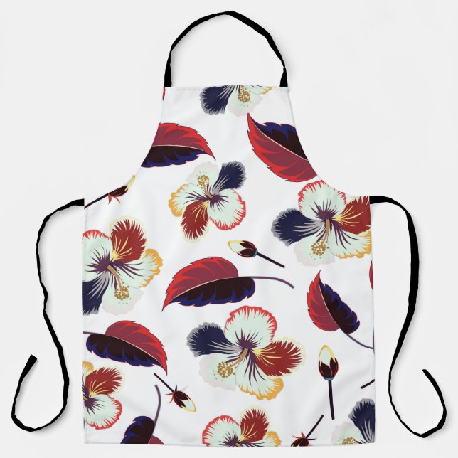Intersecting curved elegant stylised hibiscus flow apron (Front)