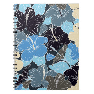 Intersecting curved elegant stylised hibiscus flow notebook