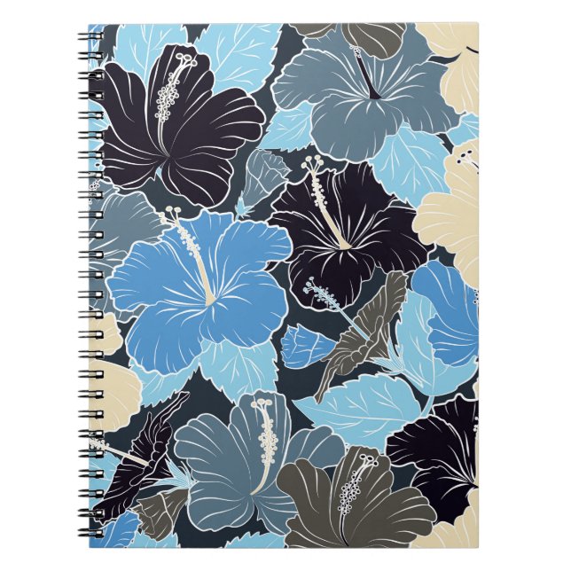 Intersecting curved elegant stylised hibiscus flow notebook (Front)