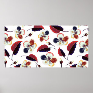 Intersecting curved elegant stylized hibiscus flow poster