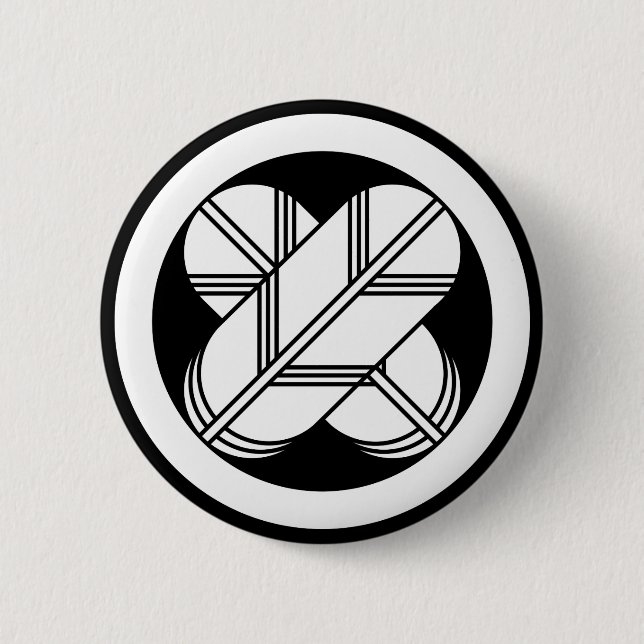 Intersecting hawk feathers in circle 6 cm round badge (Front)