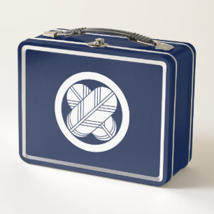 Intersecting hawk feathers in circle metal lunch box