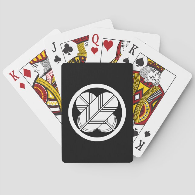 Intersecting hawk feathers with foot in circle playing cards (Back)
