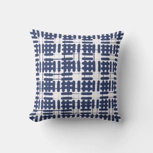 Intersecting navy dashes cushion