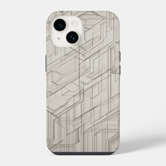 Intersecting Rectangles Line Art iPhone Case (Back)