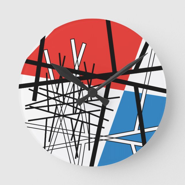 Intersection of Lines & Planes - Abstract Art Round Clock (Front)