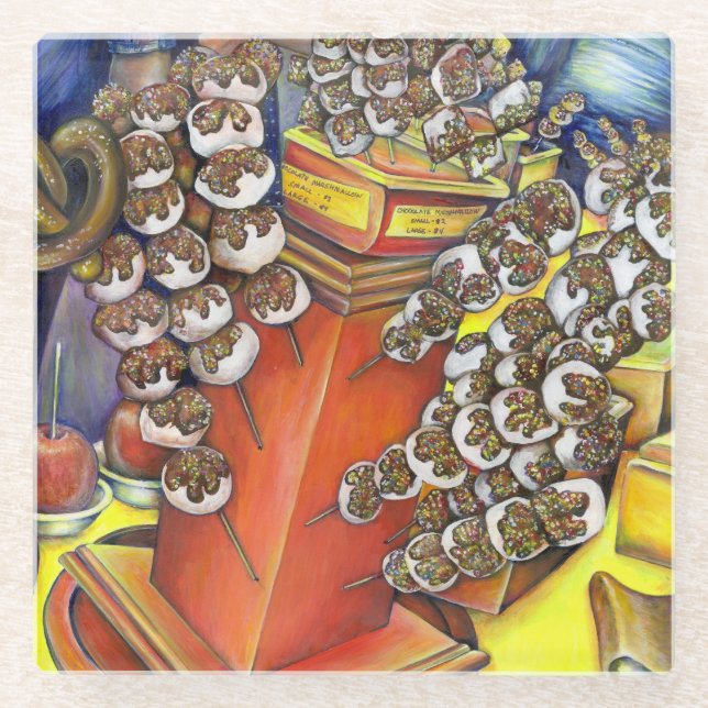 Intersection of Space and Commerce Glass Coaster (Front)