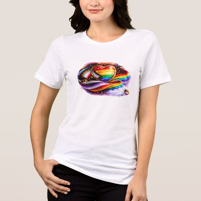 Intersectional Pride Rainbow Heart T-Shirt Design  Tri-Blend Shirt (Front)