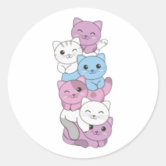Intersex Flag Cat Pride Lgbtq Cute Cat Classic Rou Round Sticker