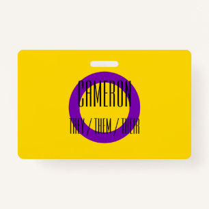 Intersex Flag Name / Pronoun Badge ID Badge
