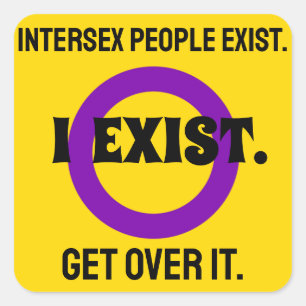 Intersex Flag Striking Message Yellow and Purple  Square Sticker