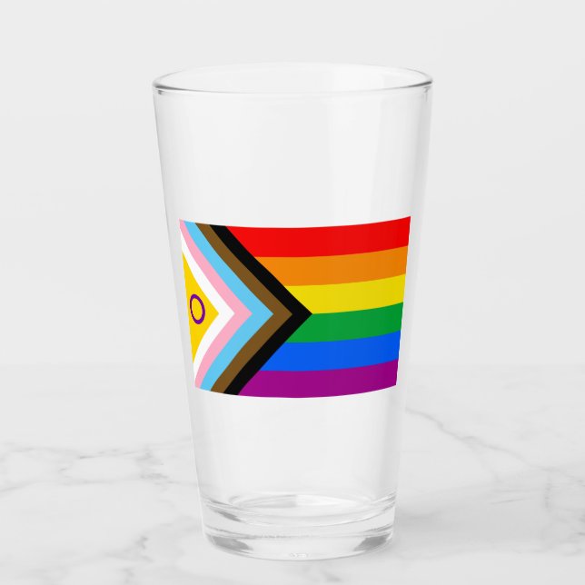 Intersex Inclusive Progress Pride Flag Glass (Front)