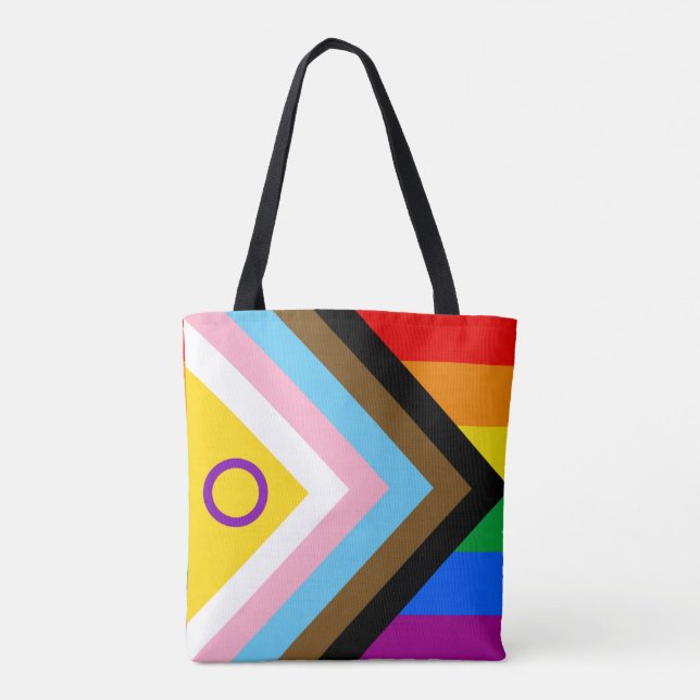 Intersex Inclusive Progress Pride Flag Tote Bag (Back)