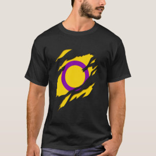 Intersex Pride Flag 3D Effect Gay LGBT Lesbian Que T-Shirt