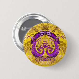 Intersex Pride Flag Colours Dragon Damask 6 Cm Round Badge