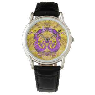Intersex Pride Flag Colours Dragon Damask Watch