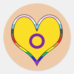 Intersex Pride Heart  Classic Round Sticker