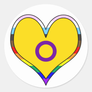 Intersex Pride Heart Classic Round Sticker