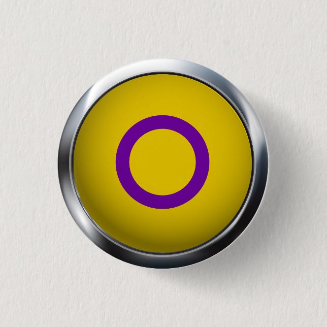 INTERSEX PRIDE MEDALLION 3 CM ROUND BADGE (Front)