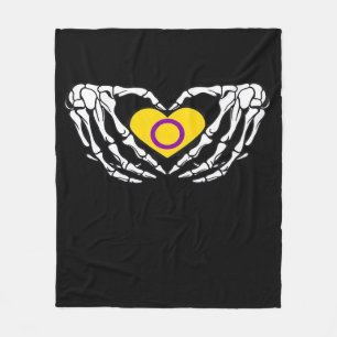 Intersex Pride Skeleton Halloween Goth Heart Class Fleece Blanket