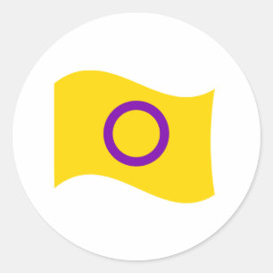 Intersex Pride Wavy Flag Classic Round Sticker