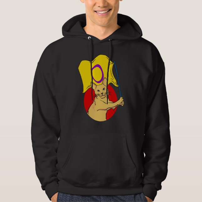 Intersexual Flag Cat  Nonbinary Gender Hoodie (Front)