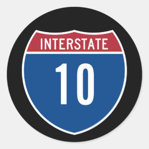 Interstate 10 classic round sticker