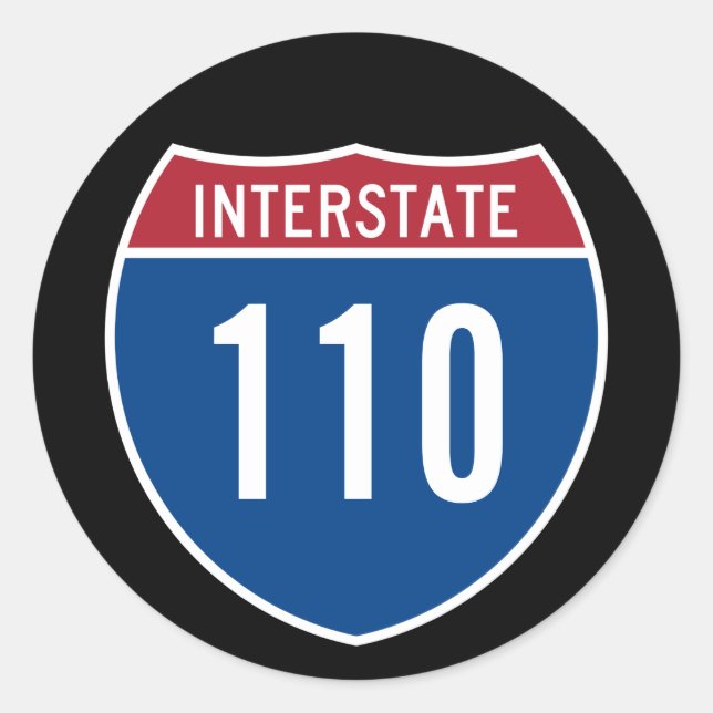 Interstate 110 classic round sticker (Front)