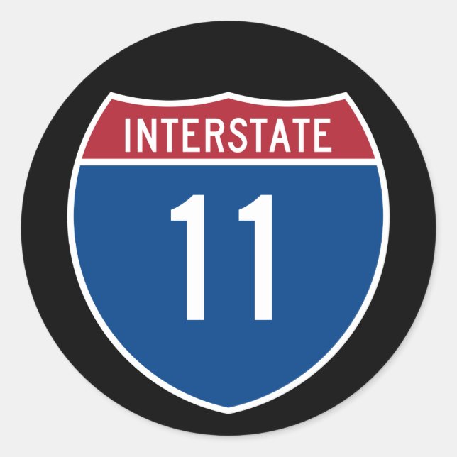 Interstate 11 classic round sticker (Front)