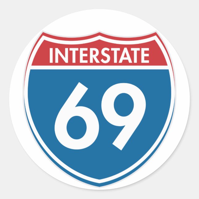 Interstate 69 classic round sticker (Front)