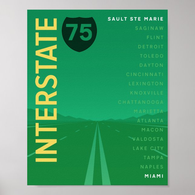 Interstate 75 (I-75) Poster (Green) (Front)