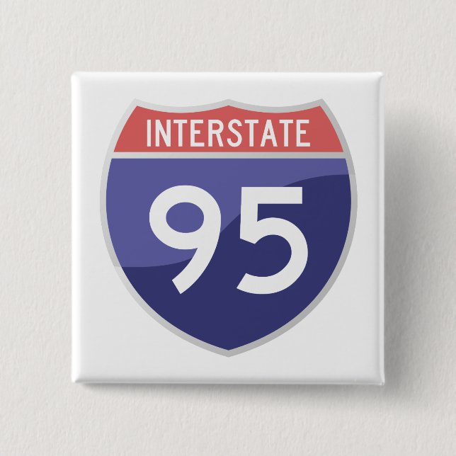 Interstate 95 (I-95) Road Trip Travel 15 Cm Square Badge (Front)