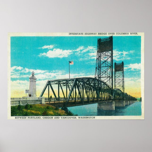 Interstate Highway Bridge over Columbia River Poster (Front)