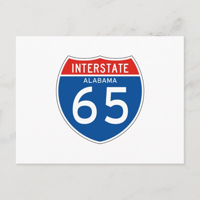 Interstate Sign 65 - Alabama Postcard (Front)