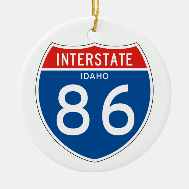 Interstate Sign 86 - Idaho Ceramic Tree Decoration (Front)