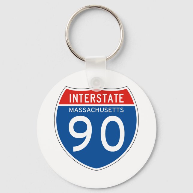 Interstate Sign 90 - Massachusetts Key Ring (Front)