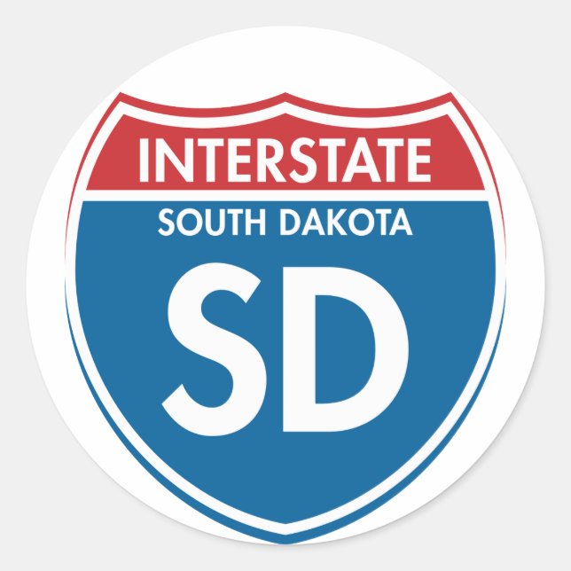 Interstate South Dakota SD Classic Round Sticker (Front)