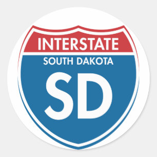 Interstate South Dakota SD Classic Round Sticker