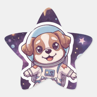 Interstellar Paws – Cute Space Dog in Adventure Star Sticker