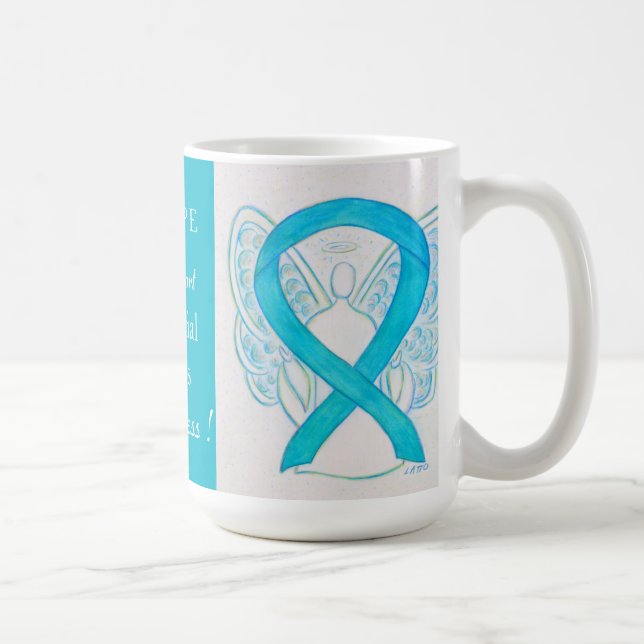 Interstitial Cystitis Awareness Ribbon Angel Mug (Right)