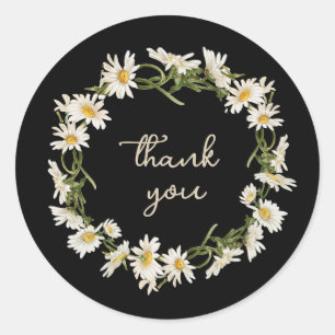 Intertwined Daisy Wreath with Custom Message  Classic Round Sticker