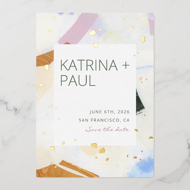 Intertwined foil save the date card (Front)