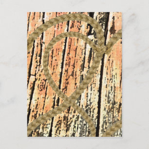 Intertwined hearts love rope heart wood wooden postcard
