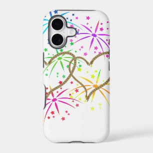 Intertwined hearts tangled rope romantic fireworks